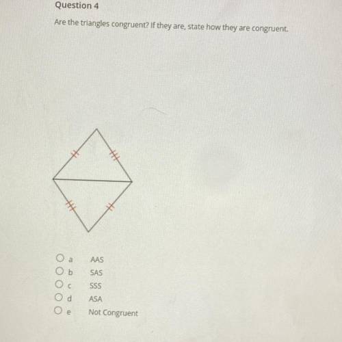Are the triangles congruent. if they are state how they are congruent.