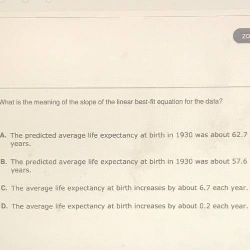 The table below shows the U.S. average life expectancy at birth, in years,

in various decades.
Ye