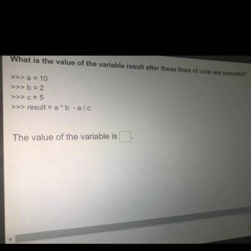 (C

TIME REMAIN
59:48
What is the value of the variable result after these lines of code are execu