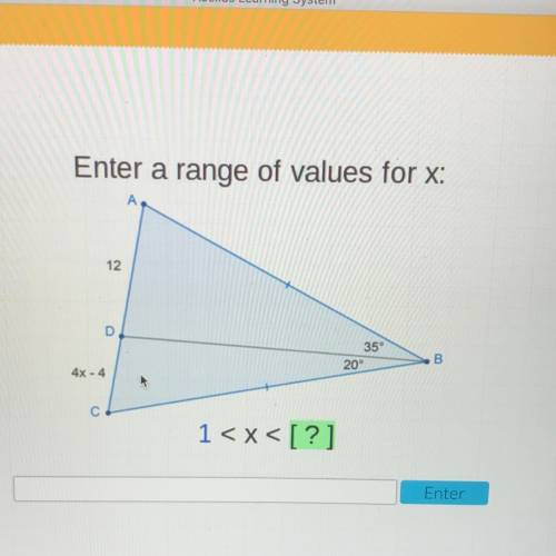 Enter a range of values for x:
A
12
D
35°
20°
B
4X4
С
1