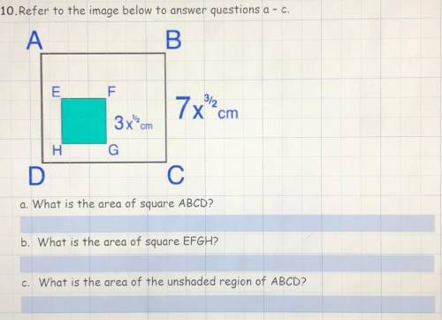 A. What is the area of square ABCD?

B. What is the area of square EFGH?
C. What is the area of th