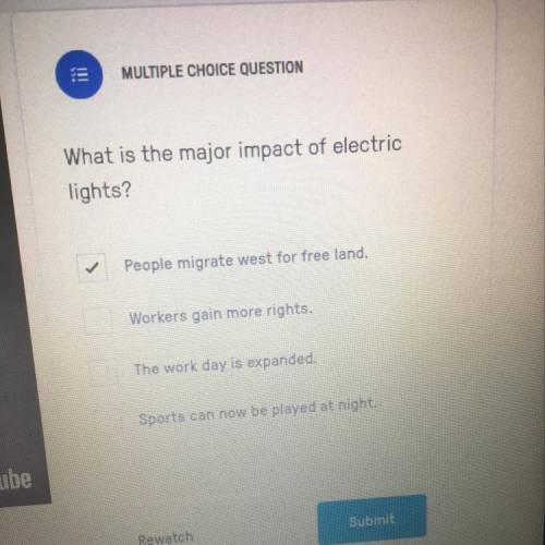 What is the major impact of electric lights multiple choice