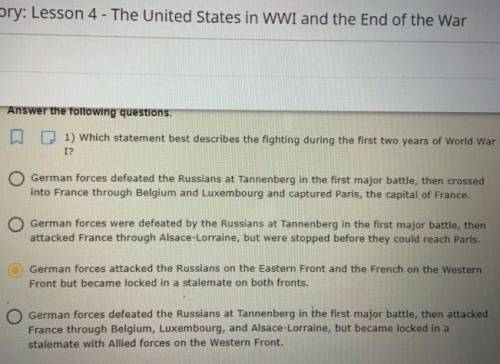 Please help answer this history question about WW1