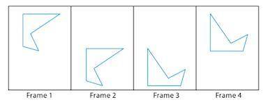 What transformation moves Frame 1 to Frame 2?

A) Translation
B) Rotation
C) Reflection
D) Dilatio