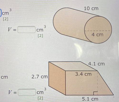 Little help here guys 
Calculate volume of prisms and cylinders