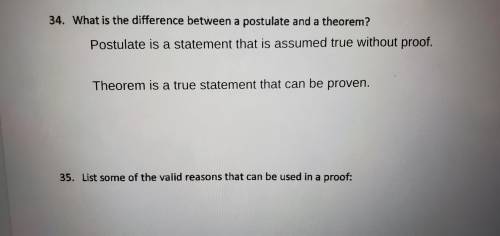 List some of the valid reasons that can be used in a proof: