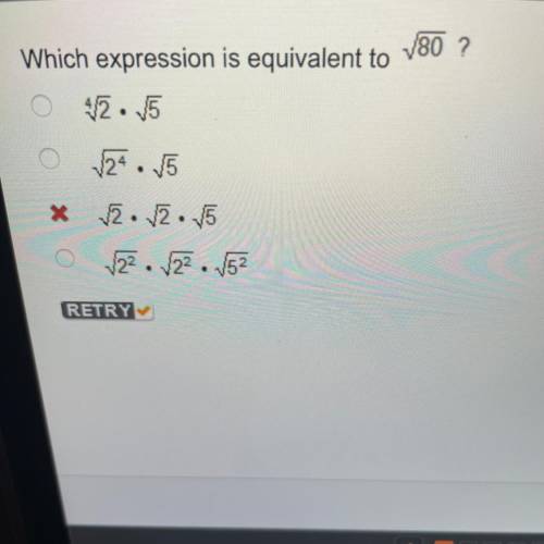 Which expression is equivalent to sqrt(80)?