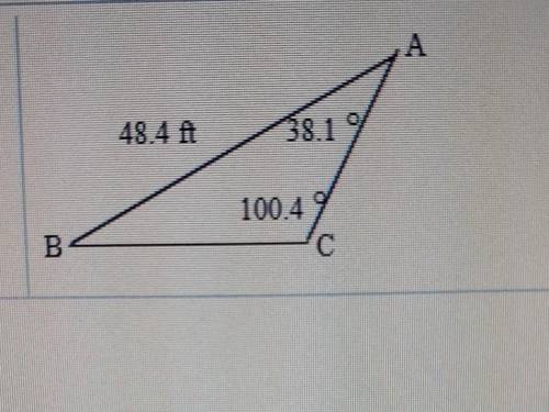 Determine the remaining sides and angles of the triangle ABC

what is the measure of angle B what