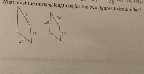 What must the missing length be for the two figures to be similar