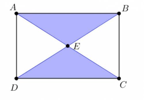 In rectangle ABCD, point E lies half way between sides AB and CD and halfway between sides AD and B
