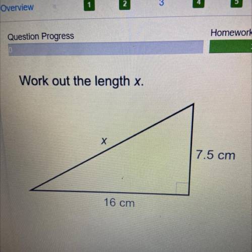 Work out the length x.
Х
7.5 cm
16 cm
