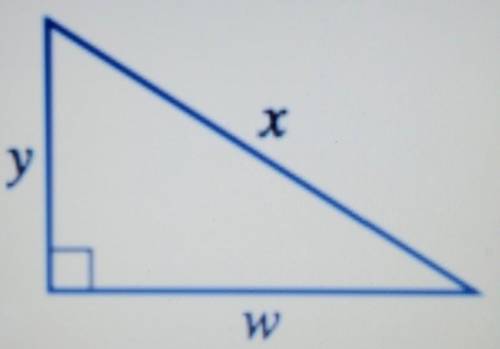 To calculate the length of the hypotenuse in this triangle, the formula we would use is:

A. B.C.D