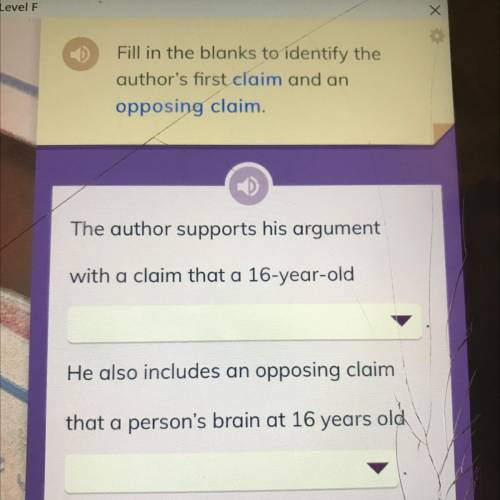 Fill in the blanks to identify the

author's first claim and an
opposing claim.
The author support