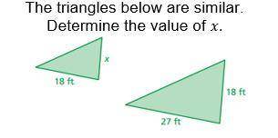 The triangles below are similar. determine the value of x