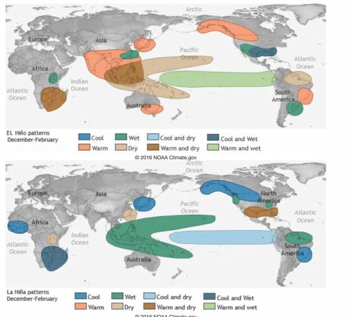 Choose one region on the world map. How does the climate their differ during El Niño and La Niña?