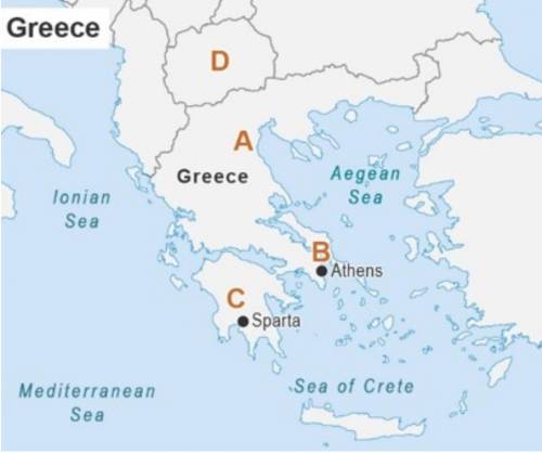 Which label on the map shows the location of Peloponnesus? A B C D pls help
