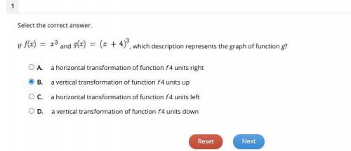 Pls help Select the correct answer.

If and , which description represents the graph of function g