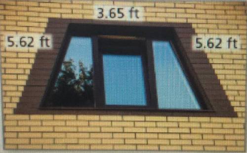 The perimeter of the trapezoid-shaped window frame is 23.59 feet. Write and solve an equation to fi