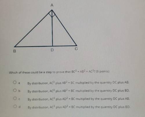 HELP ASAP PLEASE FOR A TEST!!!

Zoe is using the figure shown below to prove Pythagorean Theorem u