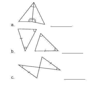 8. Which triangles are congruent by AAS? Fill in the blank beside the triangles with yes or no.