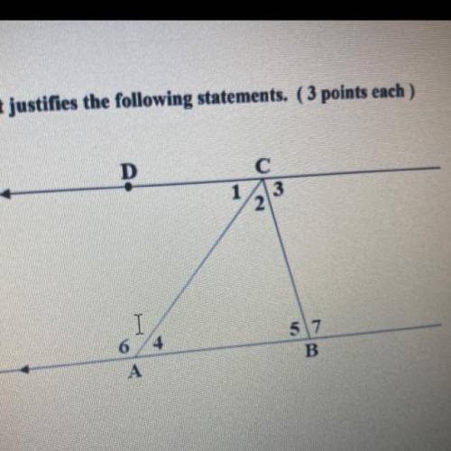 NEED THIS ASAP Identify the reason that justifies the following statements.

19) 1=~4
20) 2+4+5 =