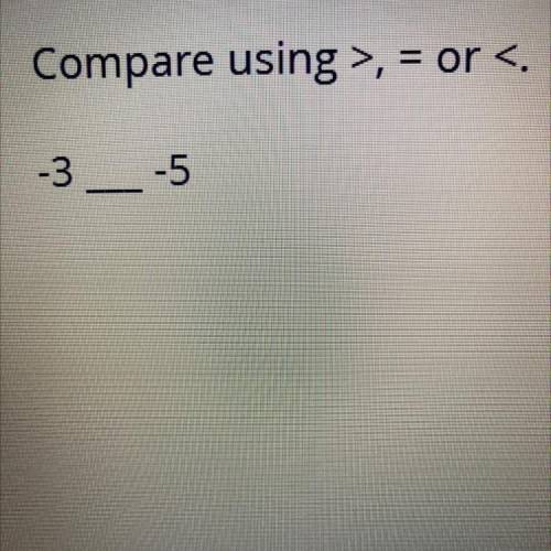 Compare using >, = or <.
-3_-5