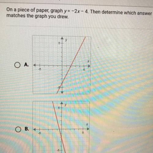 L 4.6.3 Test (CST): Linear Equations

Question 17 of 25
On a piece of paper, graph y = -2x - 4. Th