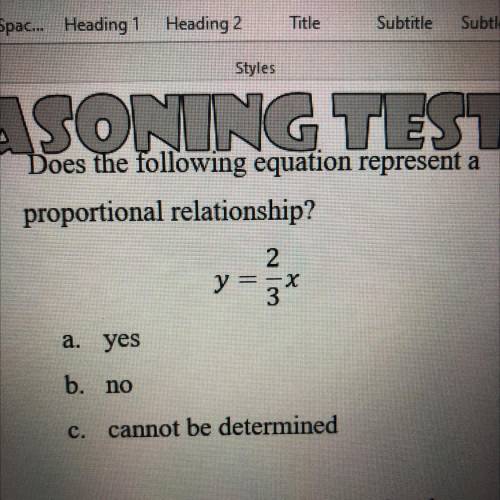 ￼y=2/3x is this a proportional relationship