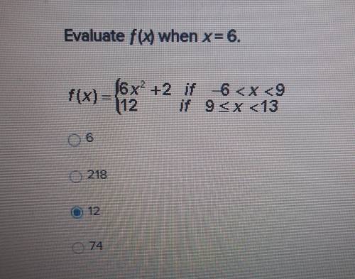 Evaluate f(x) when x=6