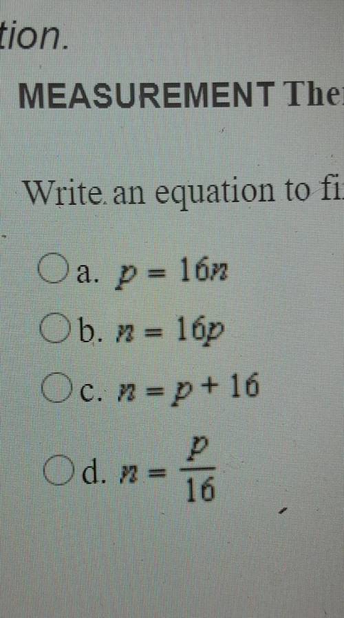 Write an equation to find the number of ounces n in any number of pounds p