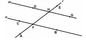 In the diagram, lines m and n are parallel and are cut by transversal line r. For each of the follo