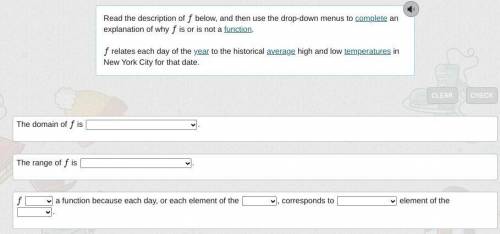 Read the description of f below, and then use the drop-down menus to complete an explanation of why