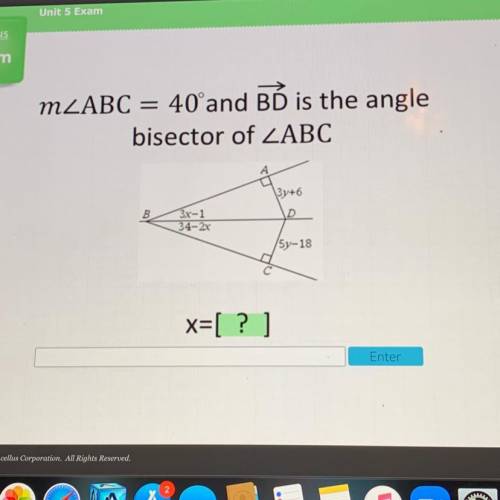 MLABC = 40°and BD is the angle
bisector of ZABC