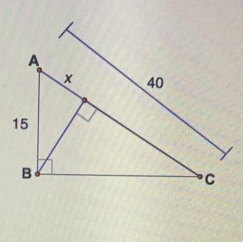 Solve for x in the diagram shown. 
A) 2.67 
B) 4.5 
C)5.625 
D) 34.375