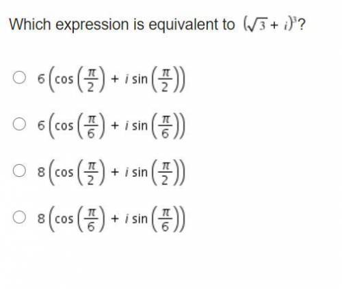 (Will give Brainliest! Timed test) Which expression is equivalent to (StartRoot 3 EndRoot + i) cube