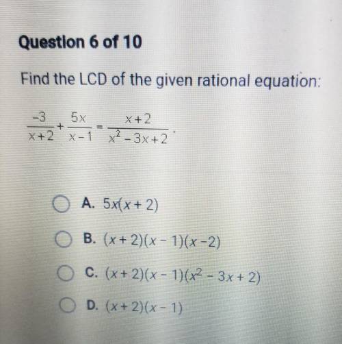 Find LCD of the given rational equation.