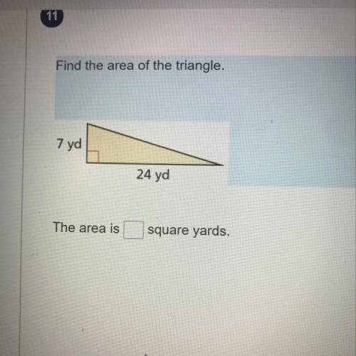 Find the area of the triangle.
7 yd
24 yd
The area is
square yards.