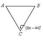 If \triangle ABC△ABC is equilateral, solve for x. 
x=