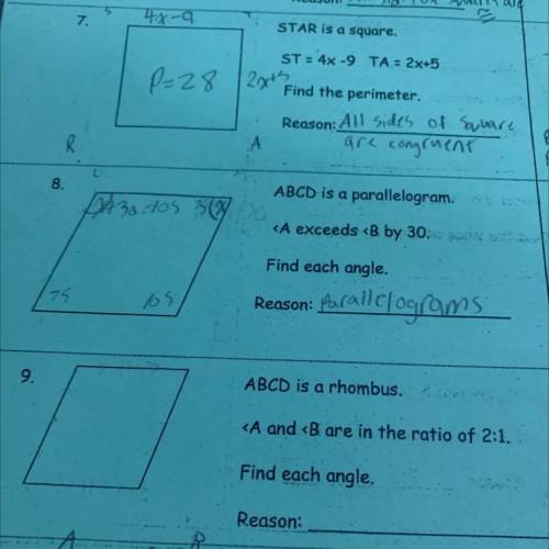 9
.
ABCD is a rhombus.
Find each angle.
Reason:
Plz answer ASAP, thank you
