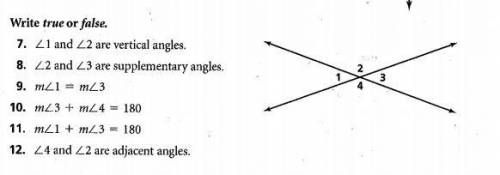 true or false, vertical angles. (9th / 10th grade level) I know 6 is a lot of questions so that's w