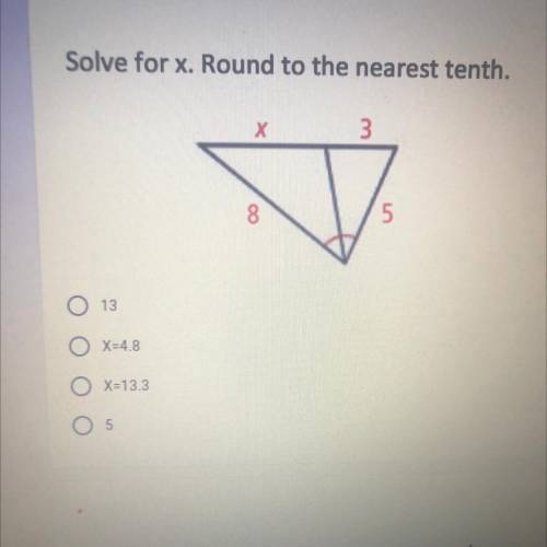 Solve for x. Round to the nearest tenth