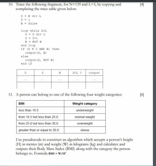 Please help this computer science question(Pseudocode and Trace table)