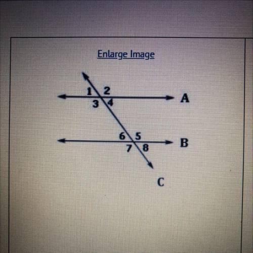 The lines A and B are parallel. Identify a pair of corresponding angles?