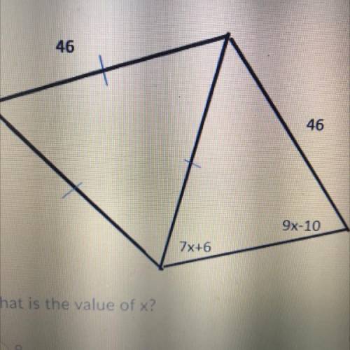 Please help!
what’s the value of x?
8
56
12
62