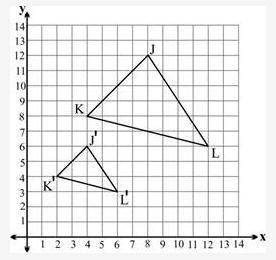 PLEASE HELP ASAPTriangle J′K′L′ shown on the grid below is a dilatio