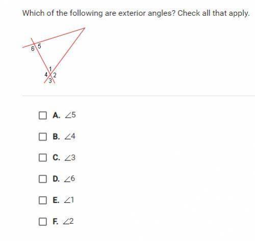 Which of the following are exterior angles? help!