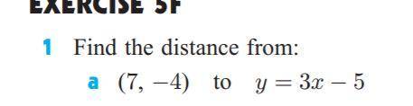 Find the distance from (7, -4) to y+3x - 5