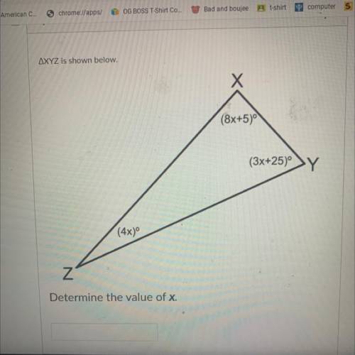 XYZ is Shown Below
Determine the value of x.