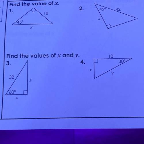 #1 and #2 find the value of X.
#3 and #4 find the value of X and Y.
