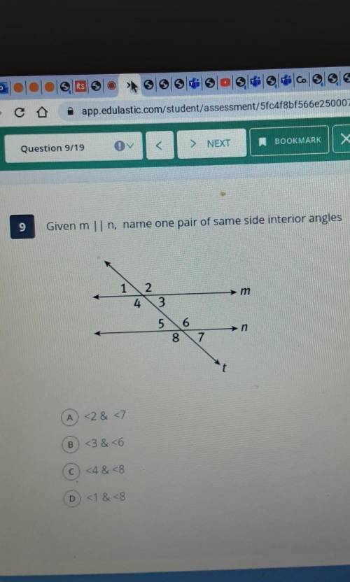 Given m | | n, name one pair of same side interior angles PLEASE HELP TEST